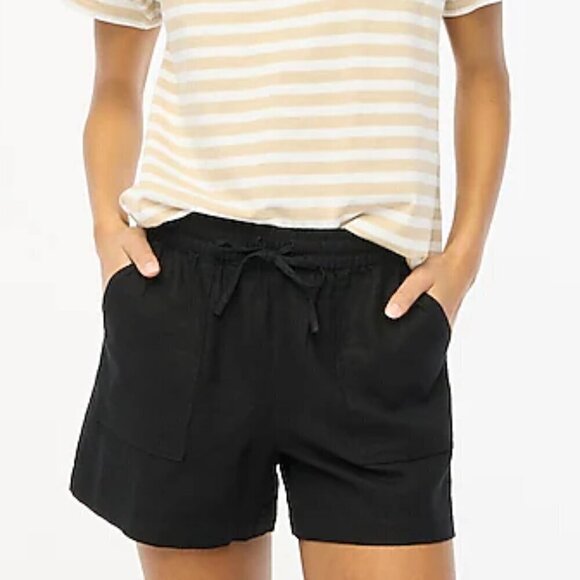 J. Crew Plus Linen Blend Drawstring Shorts Black Size 2X NWT - Picture 1 of 5